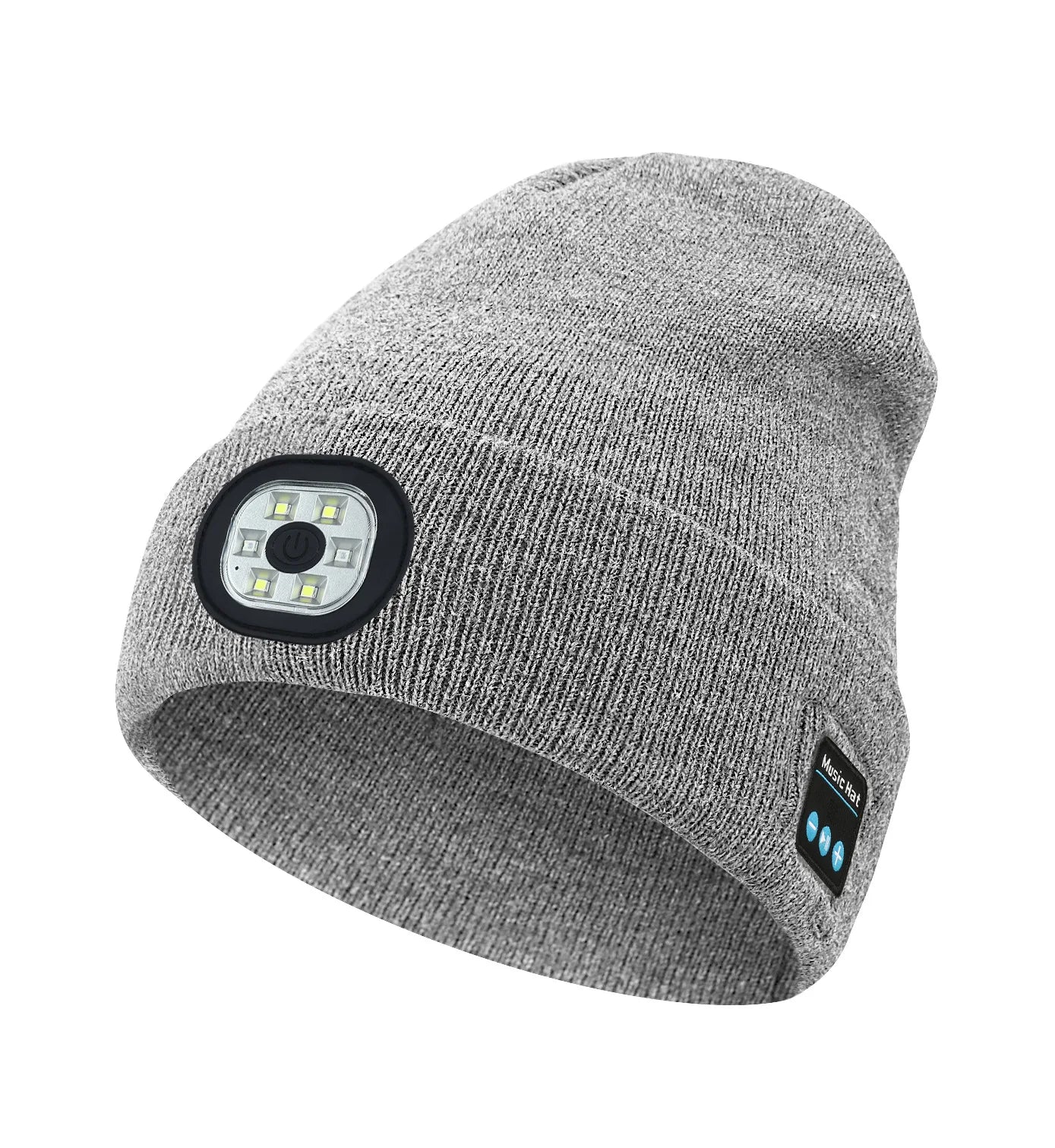 LED Rechargeable Bluetooth Luminous Knitted Beanie with Headlamp