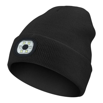 LED Rechargeable Bluetooth Luminous Knitted Beanie with Headlamp