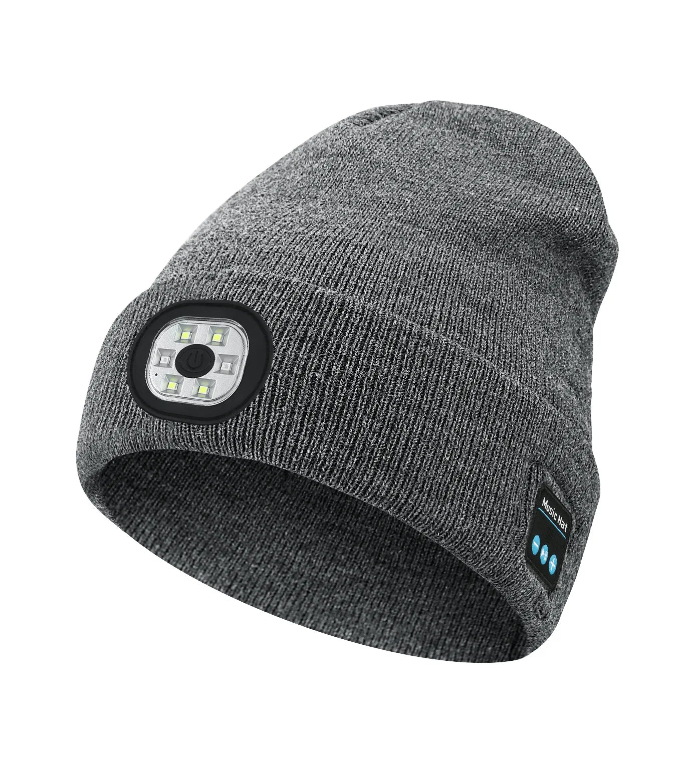 LED Rechargeable Bluetooth Luminous Knitted Beanie with Headlamp