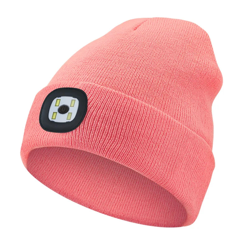 LED Rechargeable Bluetooth Luminous Knitted Beanie with Headlamp