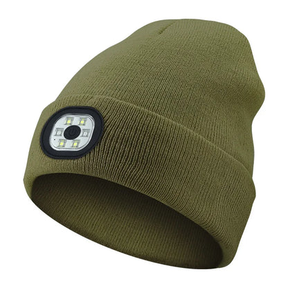 LED Rechargeable Bluetooth Luminous Knitted Beanie with Headlamp