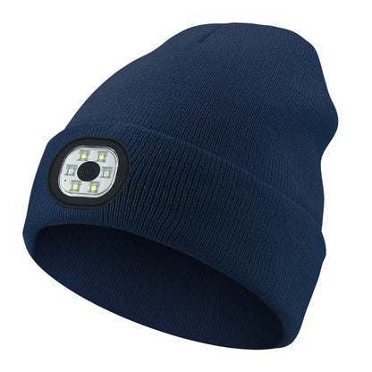 LED Rechargeable Bluetooth Luminous Knitted Beanie with Headlamp