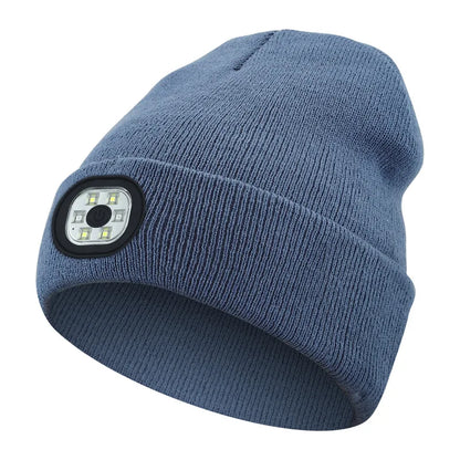 LED Rechargeable Bluetooth Luminous Knitted Beanie with Headlamp