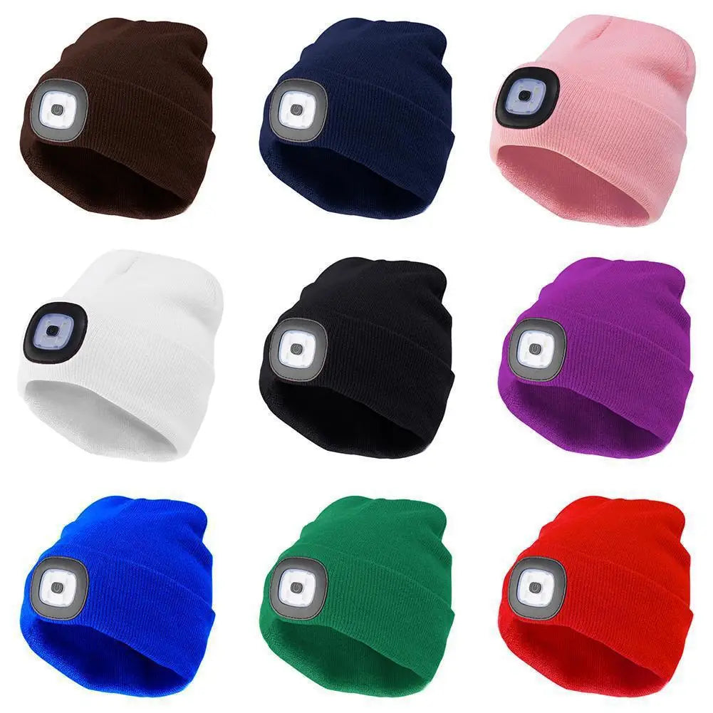 LED Rechargeable Bluetooth Luminous Knitted Beanie with Headlamp