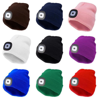 LED Rechargeable Bluetooth Luminous Knitted Beanie with Headlamp