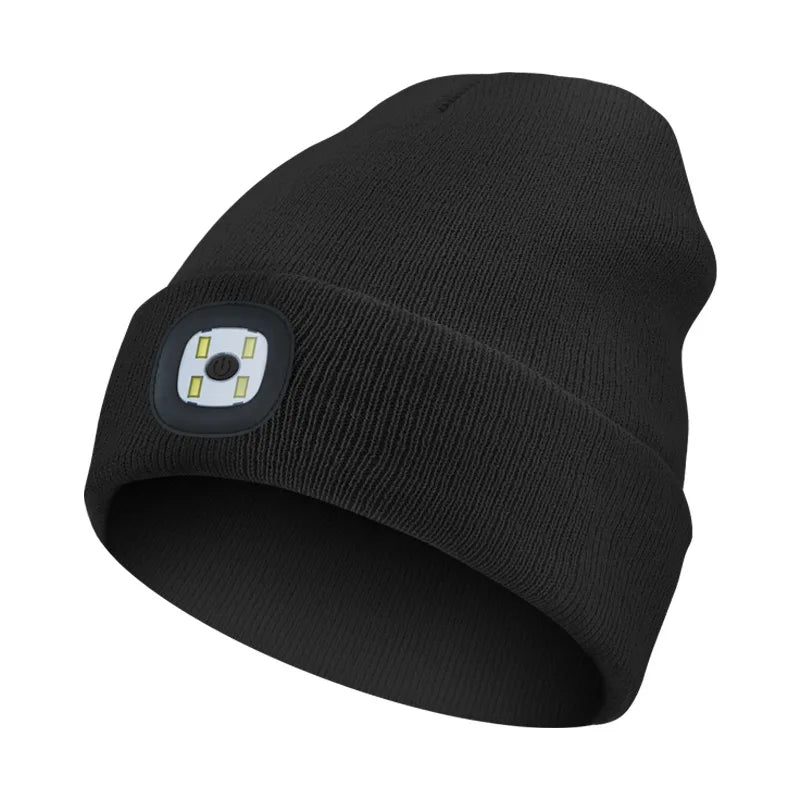 LED Rechargeable Bluetooth Luminous Knitted Beanie with Headlamp
