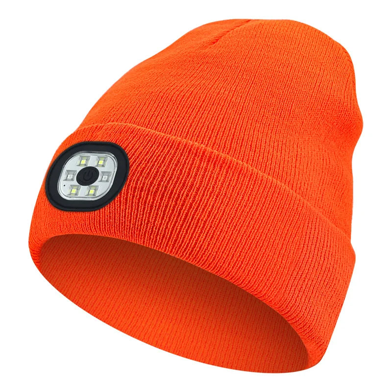 LED Rechargeable Bluetooth Luminous Knitted Beanie with Headlamp