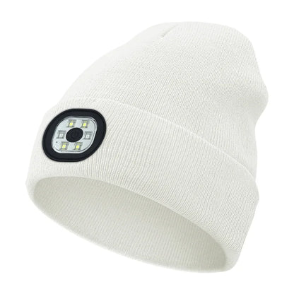 LED Rechargeable Bluetooth Luminous Knitted Beanie with Headlamp